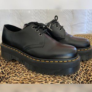 Dr Martens 1461 Quad Leather Platform Shoes Black Womens Size 10 US